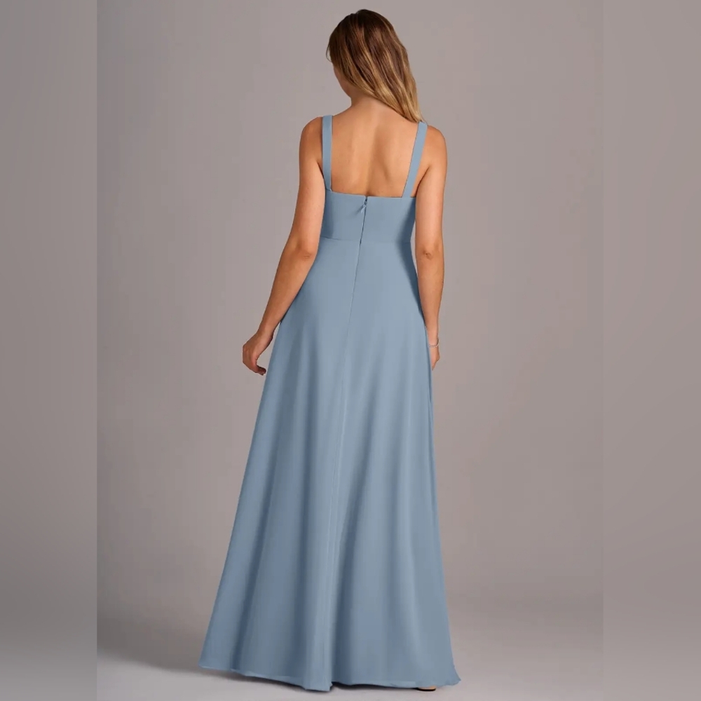 Azazie Dusty Blue Debra Chiffon Convertible Bridesmaid Dress - Picture 4 of 6